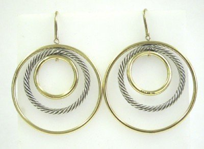 David Yurman 18K Yellow Gold /Silver Earrings: David Yurman 18K Yellow Gold /Silver Earrings. The total earrings weight is 17.5 grams. The size of earrings: 40 x 40 mm.