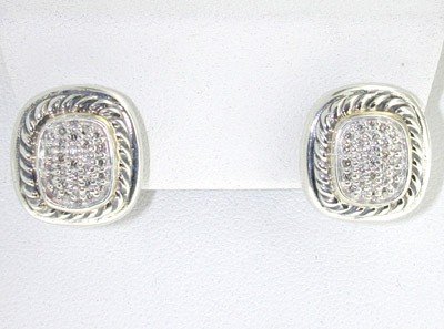 David Yurman Silver, Diamond Earrings: This is David Yurman Silver, Diamond Earrings. Earring's Weight : 13.1 grams. The Total weight of diamonds is 0.50 ct.. approximately and H color VS clarity. The measurements of the earrings is 15 x 1