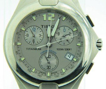 Tissot Stainless Steel Chronograph Watch.: Tissot Stainless Steel Chronograph Watch. The total watch's weight is 103.8 grams. The size of watch head: 33 x 39 mm and 9 mm thick The length of the watch is 8" Swiss Made Water Resistant