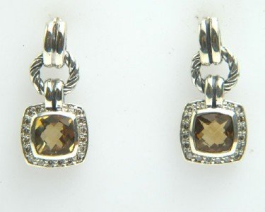 David Yurman Silver, Citrine & Diamond Earrings: David Yurman Silver, Citrine & Diamond Earrings The total earrings weight is 6.8 grams. The total weight of diamond: 0.36 cts. I color, SI clarity The size of the citrine is 6 mm. The size of
