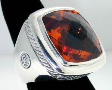 David Yurman 18k Gold/ Silver Citrine Ring.: David Yurman Silver Citrine Ring. The total ring's weight is 26.7 grams. The size of the Citrine is 20x20 mm. The size of the ring is 7.25 The measurement of the face of the ring is 25x25 mm. Thicknes