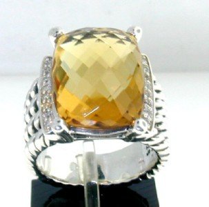 David Yurman Silver,Citrine & Diamond Ring: David Yurman Silver,Citrine & Diamond Ring. The total ring's weight is 10.3 grams. The total diamond weight is 0.32 cts ,approxmiately. I color SI clarity. The size of Citrine is 15 x 11 mm. The size 
