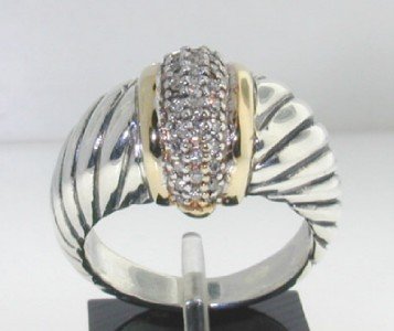 David Yurman Silver/18K Yellow Gold & Diamond Ring: David Yurman Silver/18K Yellow Gold & Diamond Ring The total ring's weight is 9.8 grams. The total weight of diamond is 0.59 cts. approximately , I color SI clarity. The size of the ring is 7.25
