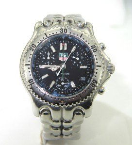 Tag Heuer Stainless Steel Chronometer Men Watch.: Tag Heuer Stainless Steel Chronometer Men Watch With Instructions & Guarantee Card The total watch's weight is 121.8 grams. The size of watch head: 35 x 37 mm and 8 mm thick The length of the watch is