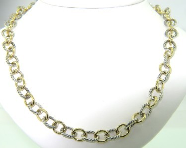 David Yurman Silver,18K Yellow Gold Necklace.: David Yurman Silver,18K Yellow Gold Necklace. The total weight of Necklace is 34 grams. The length of the necklace is 17" inches long.