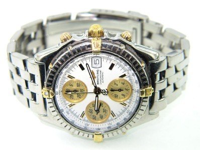 Breitling Automatic Chronograph Mens Wristwatch: Breitling Automatic Chronograph Mens Wristwatch.The total watch's weight is 151.7 grams.The measurements of watch head is 31 x 39 mm and 8 mm thick.The length of watch: 7.25"Case Type: Stainless steel