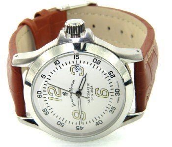 Jacques du Manoir Skeleton Brown Leather Strap watc: Brand New Jacques du Manoir Stainless Steel Skeleton Brown Leather Strap Men watch The total watch's weight is 80.2 grams. The measurements of watch head is 33 x 39 mm and 9 mm thick. The length of wa