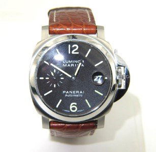 Panerai Luminor MarinaStainless Steel Leather Strap : Brand New Panerai Luminor Marina Stainless Steel Brown Leather Strap Men watch.The total watch's weight is 125.3 grams.The measurements of watch head is 32 x 40 mm and 7 mm thick.The length of watch: