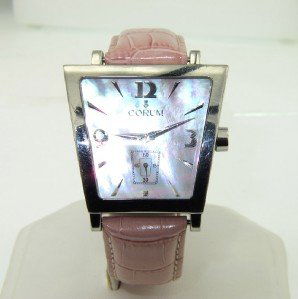 Corum Stainless Steel Leather Strap Watch: Corum Stein Stainless Steel Leather Strap Watch. The total watch's weight is 55.2 grams. The total The size of watch head: 34 x 34 mm and 7 mm thick. The length of the watch is 9". Swiss Made. Water R