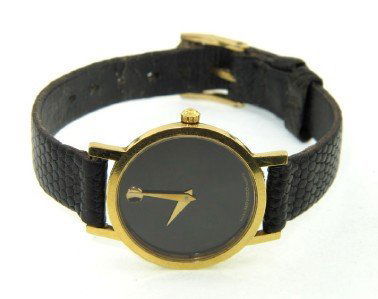 Movado Stainless Steel Leather Strap Watch: Movado Stainless Steel Leather Strap Watch. The total watch's weight is 12.9 grams.The measurements of the watch head is 23 x 23 mm and 2 mm in thick.The length of watch: 7.25".Swiss Made.Water Resist