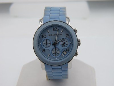 Michael Kors Stainless Steel Rubber Strap Watch: Michael Kors Stainless Steel Chronograph Rubber Strap Watch .Watch's Weight: 118.4 grams.The measurements of watch head: 38 x 38 mm and 12 mm in thickness.The length of watch: 8".Water Resistant.Swiss