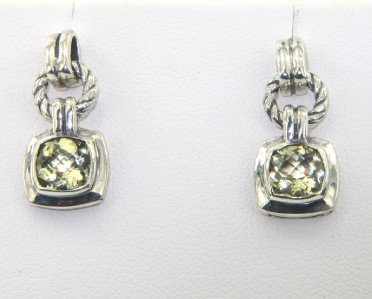 David Yurman Silver, Lemon Citrine Earrings: David Yurman Silver, Lemon Citrine Earrings.The total earrings weight is 6.1 grams.The size of the lemon citrine is 6 x 7 mm. The size of earrings are 22 x 10 mm
