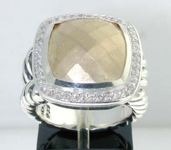 David Yurman Silver & 18K Yellow Gold Diamond Rin: David Yurman Silver & 18K Yellow Gold Diamond RingThe total ring's weight is 14.5 grams.The total weight of diamond is 0.5 cts. approximately , H color VS clarity.The measurement of the ring face is 1