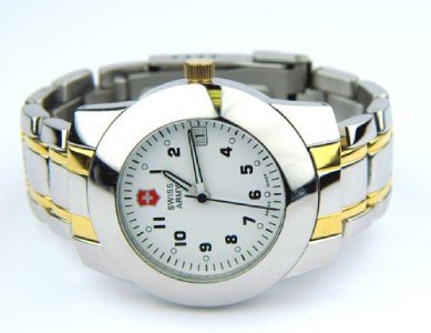 Swiss Army Stainless Steel Watch.: Swiss Army Stainless Steel Watch With Extra Links.Watch's Weight : 135.1 grams.The length of watch: 3.75".Water Resistant.Swiss made