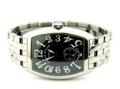 Franck Muller Stainless Steel Watch: Franck Muller Stainless Steel Watch.The total watch's weight is 73 grams.The measurements of watch head is 27 x 31 mm and 4 mm thick.The length of watch: 4.5".water Resistant.swiss made.Chain is 15 mm