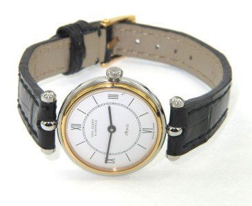 Van Cleef & Arpels Stainless Steel Leather Strap Wa: Van Cleef & Arpels Stainless Steel Leather Strap Watch.Watch's Weight: 15.9 grams.The measurements of watch head: 23 x 23 mm and 3 mm in thickness.The length of watch: 7.5".Stainless Steel on a strap