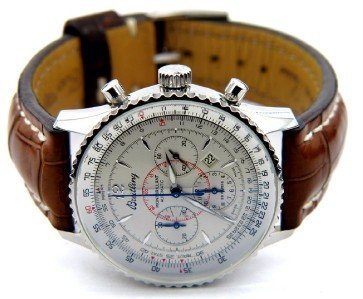 Breitling Stainless Steel Chronograph Mens watch: Breitling Stainless Steel Chronograph Brown Leather Strap Mens watch With Box The total watch's weight is 70.7 grams. The measurements of watch head is 37 x 37 mm and 10 mm thick. The length of watch: