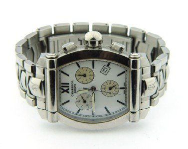 Charriol DateJust Stainless Steel Chronograph Watch: Charriol DateJust Stainless Steel Chronograph Watch.The total watch's weight is 118.7 grams.The measurements of watch head is 34 x 36 mm and 9 mm thick.The length of watch: 5.5".swiss made.water resis