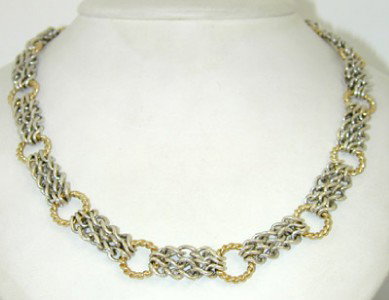 David Yurman Silver,18K Yellow Gold Necklace.: David Yurman Silver,18K Yellow Gold Necklace.The total weight of Necklace is 57 grams.The length of the necklace is 17.5" inches long.