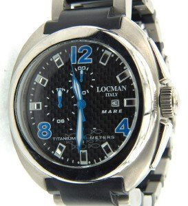 Locman Italy Titanium Strap Watch: Locman Italy Titanium Strap Quartz Watch. Watch's Weight: 115.8 grams. The measurements of watch head: 43 x 46 mm and 16 mm in thickness. The length of watch: 7.5". Chain is 19 mm wide. Water Resistan