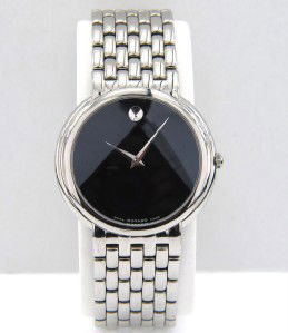 Movado Stainless Steel Quartz Watch.: Movado Stainless Steel Quartz Watch With Box.The total watch's weight is 98.6 grams.The measurements of the watch head is 33 x 36 mm and 5 mm thick.The length of watch: 7.5".Swiss Made.Water Resistant