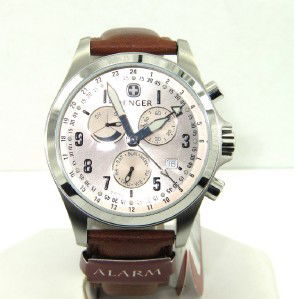 Wenger Stainless Steel Chronograph Leather Strap Wa: Wenger Stainless Steel, Chronograph, Mineral Crystal, Alarm, Leather Strap Watch with Box.The total watch's weight is 64 grams.The measurements of the watch head is 40 mm in diameter and 12 mm in thic