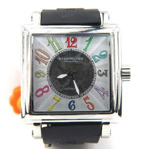 Stuhrling Stainless Steel, Rubber Strap Men's Watc: Stuhrling Stainless Steel, Skeleton, Rubber Strap Men's Automatic Watch With Box.The total watch's weight is 169.7 grams.The measurements of the watch head is 41 x 46 mm and 13 mm in thick.The length