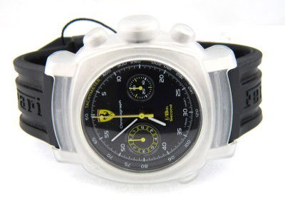 Ferrari Officine Panerai Stainless Steel Skeleton: Ferrari Officine Panerai Stainless Steel Choronograph Skeleton Black Rubber Strap Mens Watch The total watch's weight is 170 grams. The measurements of watch head is 44 x 45 mm and 17 mm thick. The le