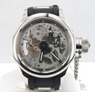 Invicta Stainless Steel Skeleton Rubber Strap Wat: Invicta Stainless Steel,Skeleton Rubber Strap Watch.The total watch's weight is 203.3 grams.The measurements of the watch head is 51 mm in diameter and 15 mm in thick.The length of watch: 10".Swiss Ma