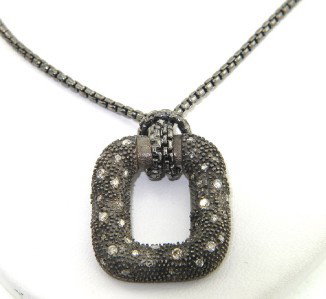 David Yurman Silver & Diamond Midnight Melange Neck: David Yurman Silver & Diamond Midnight Melange Necklace.The total weight of Necklace is 16.7 grams.Total weight of diamond are 0.77 cts, approximately, H - I color, SI-1 clarity.The size of the pendan