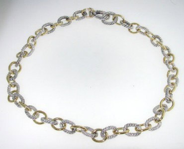 David Yurman Silver, 18K Yellow Gold Necklace.: David Yurman Silver,18K Yellow Gold Necklace.The total weight of Necklace is 53.2 grams.The length of the necklace is 14.5" inches long.