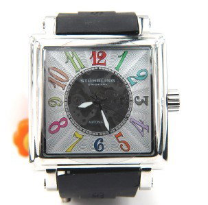 Stuhrling Stainless Steel, Rubber Strap Men's Watc: Stuhrling Stainless Steel, Skeleton, Rubber Strap Men's Automatic Watch With Box The total watch's weight is 165.7 grams. The measurements of the watch head is 41 x 46 mm and 13 mm in thick. The lengt