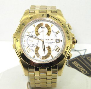 Seiko Stainless Steel, Chronograph Men's Watch: Seiko Stainless Steel, Chronograph Men's Quartz Watch With Box.The total watch's weight is 147 grams.The measurements of the watch head is 37 x 40 mm in diameter and 8 mm in thick.The length of watch: