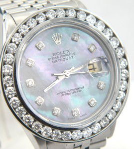 Rolex Steinless Steel Diamond Chronometer Mens Wa: Rolex Steinless Steel Oyster Perpetual, Chronometer, Date Just, DIamond, Quickset, Mens Watch The total watch's weight is 96.5 grams. The total weight of diamond is 4 ct. approximately, G color, VS2-S