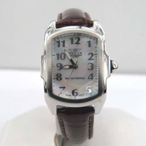 Invicta Stainless Steel Leather Strap Watch: Invicta Stainless Steel Leather Strap Watch.The total watch's weight is 50.9 grams.The measurements of watch head: 33 x 25 mm, tickness: 9 mm.The measurements of the watch is 9" long.Water Resistant.S