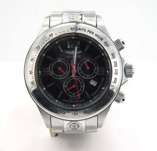 Invicta Stainless Steel Chronograph Watch: Invicta Stainless Steel Chronograph Watch.The total watch's weight is 200.6 grams.The measurements of the watch head is 45 mm in diameter and 12 mm in thick.The length of watch: 7 "Chain is 19 mm wide