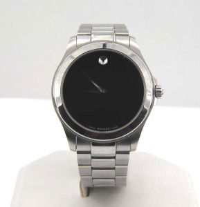 Movado Stainless Steel Watch: Movado Stainless Steel Watch.The total watch's weight is 117.9 grams.The measurements of the watch head is 30 x 37 mm and 6 mm thick.The length of watch: 8.25".Swiss Made.Water Resistant.Chain is 17 m