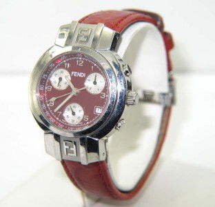 Fendi Stainless Steel, Chronograph Leather Strap: Fendi Stainless Steel, chronograph, Sapphire Crystal, Leather Strap Watch.The total watch's weight is 51.3 grams.The measurements of the watch head is 32 x 42 and 10 mm in thick.The length of watch: 9