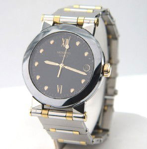 Movado 2-Tone Stainless Steel DateJust Watch: Movado 2-Tone Stainless Steel DateJust Watch.The total watch's weight is 104.3 grams.The measurements of the watch head is 34 x 34 mm and 6 mm thick.The length of watch: 7.75".Swiss Made.Water Resista