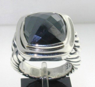 David Yurman Silver Hematite Ring.: David Yurman Silver Hematite Ring. The total ring's weight is 17.8 grams. The size of the Hematite is 12 x 12 mm. The size of the ring is 7.25". The measurement of the face of the ring is 18 x 18 mm.