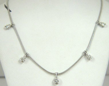 Jose Hess 18K White Gold, Diamond Necklace: Jose Hess 18K White Gold, Diamond Necklace! The total necklace's weight is 7.8 grams. The total weight of diamond: 0.85 cts. approximately H color VS clarity. The necklace is 15" long.