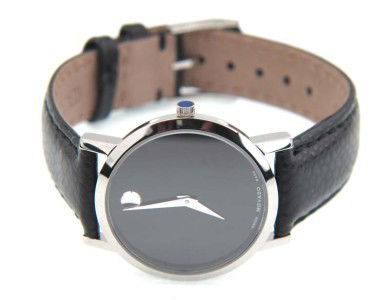 Movado Stainless Steel Leather Strap Watch: Movado Stainless Steel Leather Strap Watch.The total watch's weight is 22 grams.The measurements of the watch head is 29 x 29 mm and 4 mm in thick.The length of watch: 8.25".Swiss Made.Water Resistant