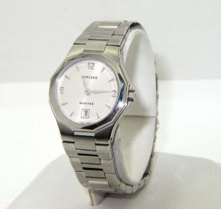Concord Stainless Steel DateJust Watch: Concord Stainless Steel DateJust Watch.The total watch's weight is 66.5 grams.The measurements of watch head is 26 x 27 mm and 6 mm thick.The length of watch: 7.75".water Resistant.swiss made.Chain is