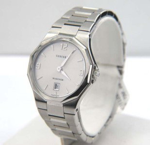 Concord Stainless Steel DateJust Watch: Concord Stainless Steel DateJust Watch. The total watch's weight is 84.1 grams. The measurements of watch head is 28 x 29 mm and 7 mm thick. The length of watch: 8" water Resistant swiss made Chain is