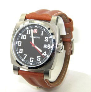 Wenger Stainless Steel Leather Strap Watch: Wenger Stainless Steel, Mineral Crystal, Date Just Leather Strap Watch The total watch's weight is 67.4 grams The measurements of the watch head is 37 x 40 mm in diameter and 8 mm in thick The length