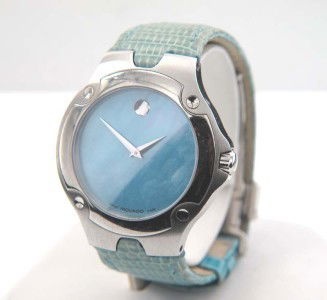 Movado Stainless Steel Leather Strap Watch: Movado Stainless Steel Leather Strap Watch.The total watch's weight is 59.6 grams.The measurements of the watch head is 26 x 36 mm and 5 mm in thick.The length of watch: 7.25".Swiss Made.Water Resista