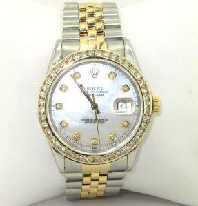 Rolex 18K Gold / Stainless Steel Diamond Mens: Rolex 18K Yellow Gold & Stainless Steel Oyster Perpetual, Chronometer, DIamond, Datejust Mens Watch.The total watch's weight is 100.1 grams.The total weight of diamond is 2.2 ct. approximately, H colo