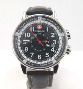 Wenger Stainless Steel Chronograph Leather Strap Wa: Wenger Stainless Steel, Mineral Crystal, Leather Strap Watch with Box. The total watch's weight is 81.7 grams. The measurements of the watch head is 42 mm in diameter and 13 mm in thick. The length of