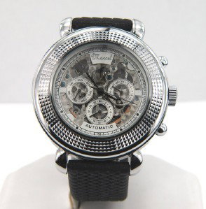 Marcel Drucker Stainless Steel Rubber Strap Watch: Brand New Marcel Drucker Automatic Stainless Steel, Skeleton Rubber Strap Watch with Box The total watch's weight is 122.1 grams. The measurements of the watch head is 44 x 44 mm in diameter and 11 mm