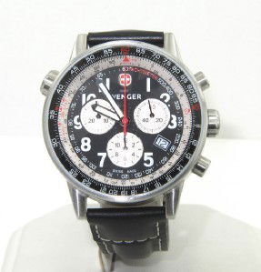 Wenger Stainless Steel Chronograph LeatherStrap Watch: Wenger Stainless Steel, Chronograph, Mineral Crystal, Leather Strap Watch.The total watch's weight is 86 grams.The measurements of the watch head is 41 mm in diameter and 11 mm in thick.The length of